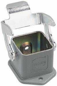 Han 3A housing, bulkhead mounted housing, straight, dust grey