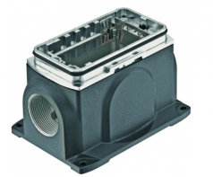 Han-Yellock 30 surface mounted housing, incl. bulkhead mounted housing, screw locking, side entry, M20