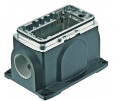 Han-Yellock 30 surface mounted housing, incl. bulkhead mounted housing, screw locking, side entry, 2xM20