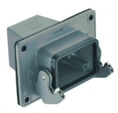 Han 10B panel feed through housing, top entry, 1xM32, single locking lever, high construction