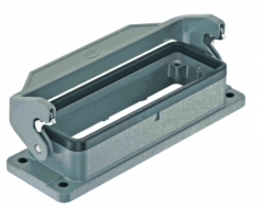 Han 24B bulkhead mounted housing, single locking lever, IP65, IP67