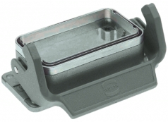 Han EMC 10B bulkhead mounted housing, single locking lever, internal seal