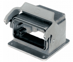 Han EMC 10B bulkhead mounted housing, single locking lever, internal seal