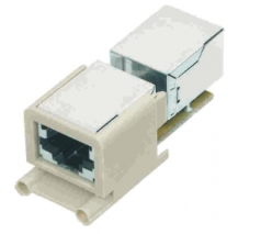 Han-Brid RJ45 panel feed through straight