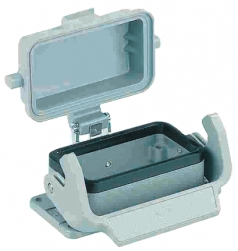 Han 16B bulkhead mounted housing, with thermo-plastic cover, single locking lever