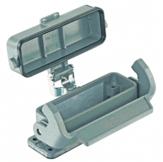 Han 16A bulkhead mounted housing with thermo-plastic cover