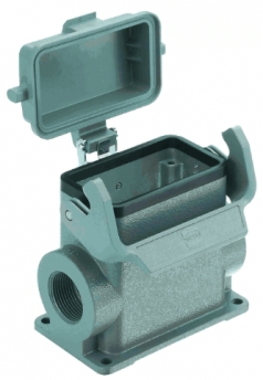 Han 10B surface mounted housing, with thermo-plastic cover, side entry, 2xM32, single locking lever high construction