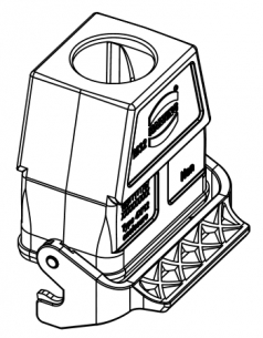 Han 10B cable to cable housing, top entry, 1xM32, single locking lever, high construction