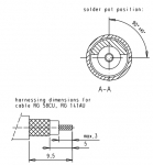 Han D-Sub solder contact, 50 Ω RG 58 CU, 141 AU