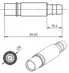 Pneumatikbuchsenkontakt, ohne Absperrung gerade, 6 mm  ID