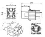 Han 200 A Modul, Buchseneinsatz, Crimp, 25 - 70 mm, mit Berhrschutz