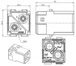 Han 100 A Modul, Stifteinsatz, Axialschraubanschluss, 38 mm