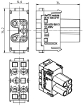 Han ES-Modul Buchseneinsatz, 0,14 - 2,5 mm, Kfigzugfederanschluss, vergoldet