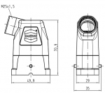 Han-Compact Tllengehuse, M25, fr&nbspHan-Compact Halbverschraubung, seitlicher Kabeleingang