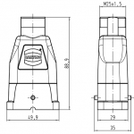 Han-Compact Tllengehuse, M25, fr Han-Compact Halbverschraubung, chromatiert