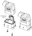 Han-Compact Tllengehuse, M25, fr&nbspHan-Compact Halbverschraubung, seitlicher Kabeleingang, chromatiert