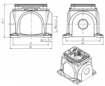 Han-Yellock 30 surface mounted housing, incl. bulkhead mounted housing, screw locking, side entry, M32