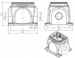 Han-Yellock 30 Sockelgehuse incl. Anbaugehuse, Schraubverr., seitlicher Kabeleingang, 2xM25