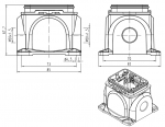 Han-Yellock 30 surface mounted housing, incl. bulkhead mounted housing, screw locking, side entry, 2xM20