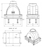 Han-Yellock 30 Wanddurchfhrungsgehuse Druckknopfverr., gerader Kabeleingang, 1xM32