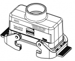 Han 16B cable to cable housing, top entry, 1xM32, double locking lever