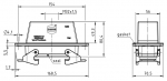 Han 24B Wanddurchfhrungsgehuse, gerader Kabeleingang, 1xM32, Querbgel, hohe Bauform