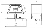 Han EMV 10B Tllengehuse, seitlicher Kabeleingang, 1xM32, Lngsbgel, hohe Bauform