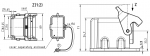 Han 10B Drive Motoranschlussgehuse, pulverbeschichtet, mit Kunststoffkappe, Lngsbgel, 70 mm