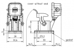 Han M 3A Anbaugehuse, gerade, mit Metallkappe, mit Dichtung, Lngsbgel, Edelstahl