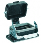 Han M 6B bulkhead mounted housing, with metal cover, single locking lever