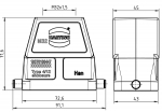 Han M 10B Tllengehuse, gerader Kabeleingang, 1xM32, Lngsbgel, hohe Bauform