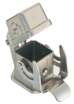Han 3A INOX bulkhead mounted housing, straight, with metal cover, single locking lever