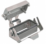 Han 10B Han-Inox bulkhead mounted housing, with metal cover, single locking lever