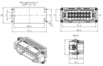 Han 16E Stifteinsatz, 0,75 - 2,5 mm, mit Drahtschutz