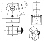 Han-Compact Tllengehuse, PG16, seitlicher Kabeleingang