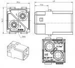 Han 100 A Modul, Stifteinsatz, Axialschraubanschluss, 10 - 25 mm