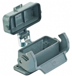 Han 10A bulkhead mounted housing with thermo-plastic cover, low construction