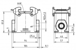 Han 32A Sockelgehuse, seitlicher Kabeleingang, 1xM25, hohe Bauform