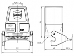 Han 6B Kupplungsgehuse, gerader Kabeleingang, 1xM25, hohe Bauform