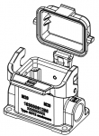 Han 6B Sockelgehuse mit Kunststoffkappe, seitlicher Kabeleingang, 2xM20