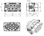 Han K 4/4 Stifteinsatz, 6 - 16/0,14 - 2,5 mm, Axialschraub/Kfigzugfeder, berhrungssicher