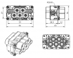 Han K 4/4 Stifteinsatz, 6 - 16 und 0,14 - 2,5 mm, Axial/Kfigzugfeder, nicht berhrungssicher