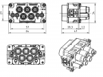 Han K 4/4 Buchseneinsatz, 6 - 16/0,14 - 2,5 mm, Axialschraub/Kfigzugfeder, berhrungssicher
