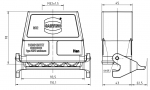 Han 16B Kupplungsgehuse, gerader Kabeleingang, 1xM32, Lngsbgel, hohe Bauform