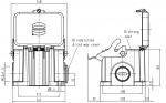 Han 48B Sockelgehuse mit Kunststoffkappe, seitlicher Kabeleingang, 2xM40, Lngsbgel, hohe Bauform