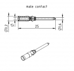 Han D Stiftkontakt, 0,5 mm, vergoldet