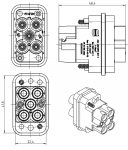 Han Q 4/2 Stifteinsatz Axialschraubanschluss (4-10mm) / Quick Lock Anschluss (0,25-1,5mm)