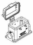 Han 10B Sockelgehuse mit Kunststoffkappe, seitlicher Kabeleingang, 1xM20, Querbgel (tllenseitig)