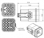 Han Q 12/0 male insert 0,25 - 1,5 mm