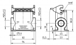 Han 10B Sockelgehuse, seitlicher Kabeleingang, 2xM25, Lngsbgel, hohe Bauform